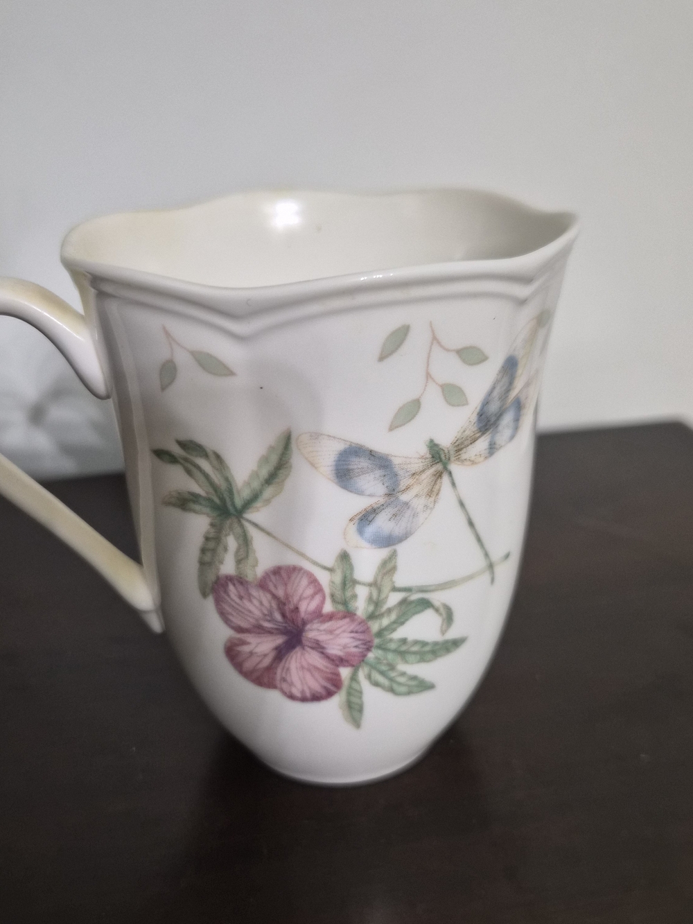 Lenox "Dragonfly" Fine China Mug – Butterfly & Dragonfly Floral Coffee Cup - Picture 4 of 7